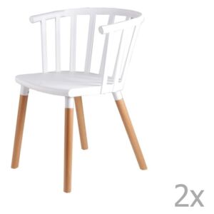 Sada 2 bielych jedálenských stoličiek s drevenými nohami sømcasa Jenna