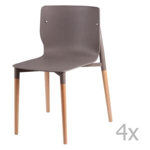 Sada 4 svetlosivých jedálenských stoličiek s drevenými nohami sømcasa Alisia