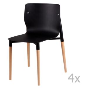 Sada 4 čiernych jedálenských stoličiek s drevenými nohami sømcasa Alisia