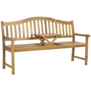 Hnedá záhradná lavica z akáciového dreva s výklopným stolíkom Safavieh Bailey