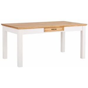 Biely jedálenský stôl z masívneho borovicového dreva so zásuvkou Støraa Suzie