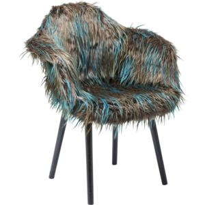 Hnedo-modrá jedálenská stolička s poťahom z umelej kožušiny Kare Design Yeti