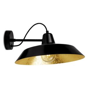Čierne nástenné svietidlo s detailom v zlatej farbe Bulb Attack Cinco Basic