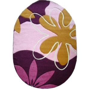 Kusový koberec Kvety fialový ovál, Velikosti 80x150cm