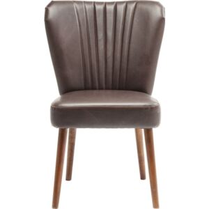 Hnedá kožená stolička s konštrukciou z brezového dreva Kare Design Filou