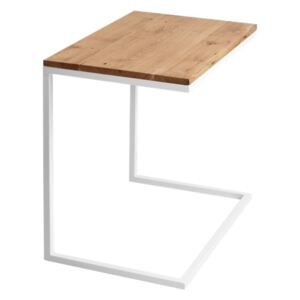 Stôl s bielou podnožou a doskou z masívneho duba Custom Form Lupe