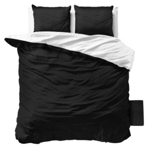 Čierno-biele obliečky z mikroperkálu Sleeptime Twin Face, 240 × 220 cm