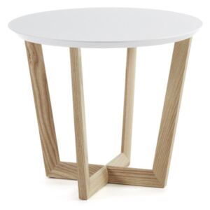 Odkladací stolík z jaseňového dreva s bielou doskou La Forma Rondo, ⌀ 60 cm