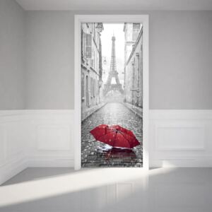 Adhezívna samolepka na dvere Ambiance Eifel Tower And Umbrella