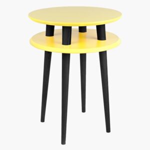 Žltý príručný stolík s čiernymi nohami Ragaba UFO, Ø 45 cm