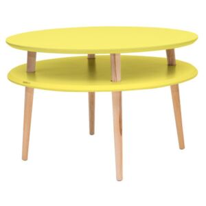 Žltý konferenčný stolík s prírodnými nohami Ragaba UFO, Ø 70 cm