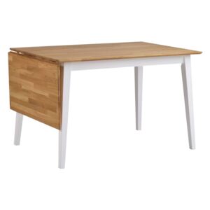 Prírodný sklápací dubový jedálenský stôl s bielymi nohami Folke Mimi, dĺžka 120 - 165 cm