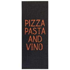 Čierny kuchynský behúň Zala Living Pizza Pasta and Vino, 80 × 200 cm