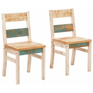 Sada 2 krémovo-tyrkysových jedálenských stoličiek z masívneho borovicového dreva Støraa Marilyn