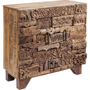 Hnedá drevená komoda so skrinkami Kare Design Shanti Surprise Puzzle, 90 × 90 cm