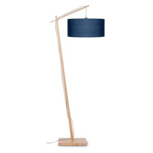 Stojacia lampa s modrým tienidlom a konštrukciou z bambusu Good&Mojo Andes