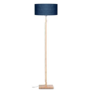 Stojacia lampa s modrým tienidlom a konštrukciou z bambusu Good&Mojo Fuji