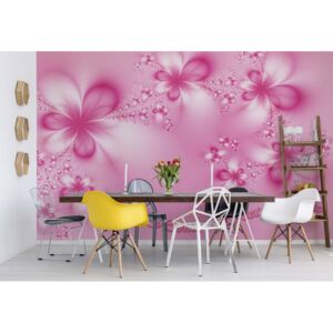 Fototapeta - Flowers Modern Design Pink Vliesová tapeta - 416x254 cm