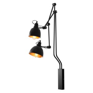 Čierna nástenná lampa na 2 žiarovky Custom Form Coben