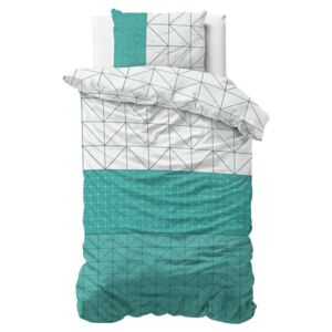 Zeleno-biele obliečky z mikroperkálu Sleeptime Gino, 140 × 220 cm