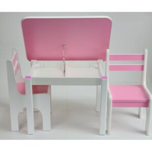 Stol a dve stoličky K1 - růžová