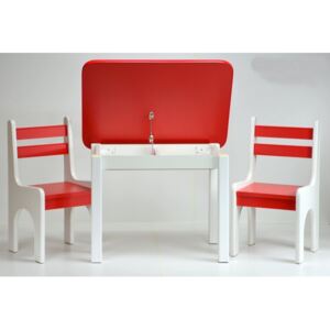 Stol a dve stoličky K1 - červená