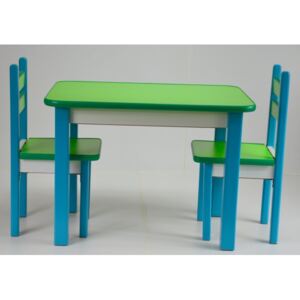 Stol a dve stoličky ST1 modro/zelená