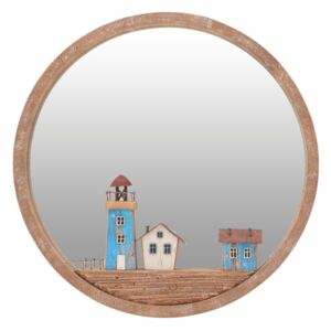 Nástenné zrkadlo s rámom z brezového dreva InArt Glamour, ⌀ 39 cm