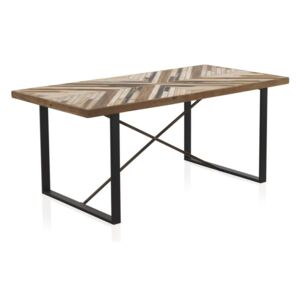 Jedálenský stôl s kovovými nohami a doskou z recyklovaného dreva Geese, 180 x 90 cm