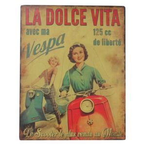 Kovová ceduľa Antic Line La Dolce Vita, 28 × 22 cm