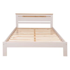 Biely rám dvojlôžkovej postele z borovicového dreva Marckeric Elisa, 150 × 197,5 cm