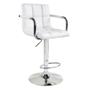 Barová stolička, biela ekokoža/chróm, LEORA New | TEMPO KONDELA