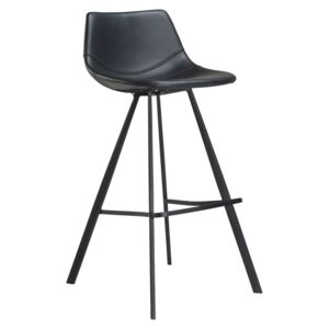 Čierna barová stolička s čiernou kovovou podnožou DAN–FORM Pitch