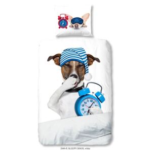 Detské obliečky na jednolôžko z čistej bavlny Muller Textiels Sleepy Dog, 140 × 200 cm