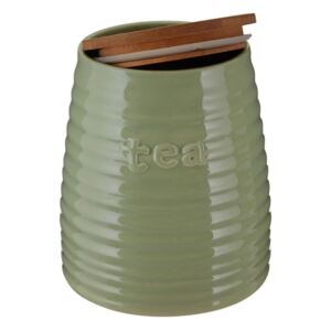 Zelená dóza na čaj s bambusovým vrchnákom Premier Housewares Winnie, 950 ml