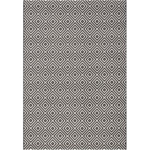 Čierny koberec vhodný aj do exteriéru Karo, 140 × 200 cm