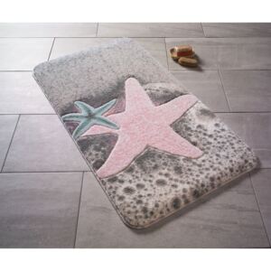 Vzorovaná ružová predložka do kúpeľne Confetti Bathmats Starfish, 80 × 140 cm