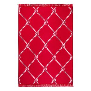 Červeno-biely obojstranný koberec Rope, 80 × 150 cm