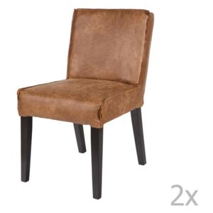 Sada 2 hnedých stoličiek s poťahom z recyklovanej kože De Eekhoorn Rodeo