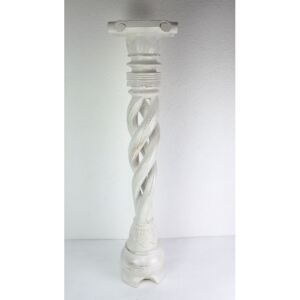 Stojan na kvet - SPIRAL - biely, exotické drevo, ručná práca, výška: 100 cm