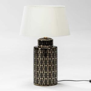 Čierno-zlatá stolná lampa z keramiky bez tienidla Thai Natura Silvia