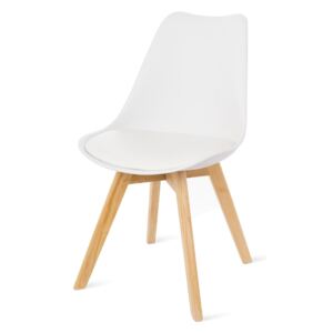 Biela stolička s bukovými nohami loomi.design Retro
