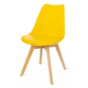 Žltá stolička s bukovými nohami loomi.design Retro