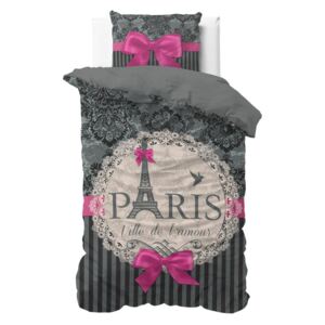 Bavlnené obliečky na jednolôžko Sleeptime Love Paris, 140 × 220 cm