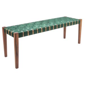 Zelená lavice z akáciového dreva s nylonovým poťahom Leitmotiv Weave