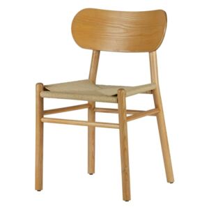 Prírodná jedálenská stolička z gumovníkového dreva s ratanovým sedadlom BePureHome Jointly