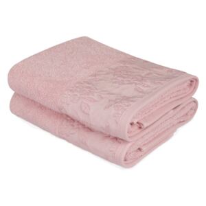 Sada 2 ružových uterákov z čistej bavlny, 50 x 90 cm