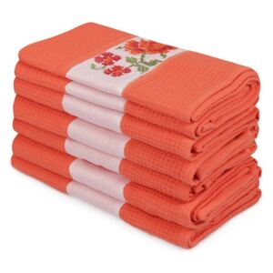 Sada 6 oranžových uterákov z čistej bavlny Simplicity, 45 x 70 cm