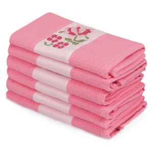 Sada 6 ružových uterákov z čistej bavlny Simplicity, 45 x 70 cm