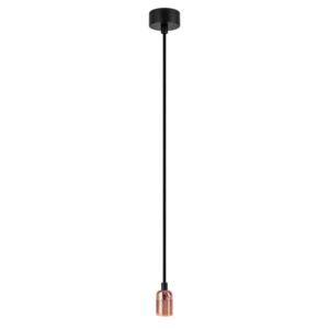 Čierne stropné svietidlo bez tienidla s objímkou v medenej farbe Bulb Attack Uno